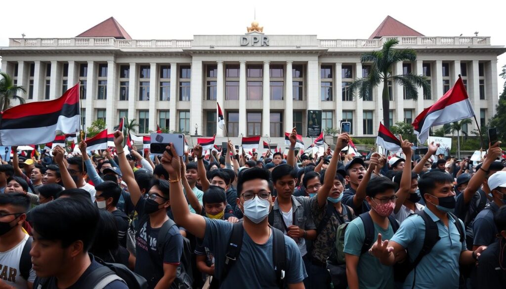 Aksi Demonstrasi Mahasiswa di Depan Gedung DPR