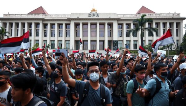 Aksi Demonstrasi Mahasiswa di Depan Gedung DPR
